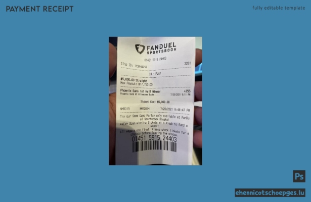 Vorschau einer Beispiel-Zahlungsbestätigung für FanDuel Sportwetten